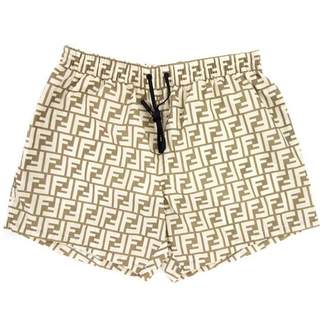 fendi beige swim shorts|fendi water reveal shorts.